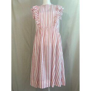 Vintage 1980s Candy Striper Picnic Dress with Ruffles